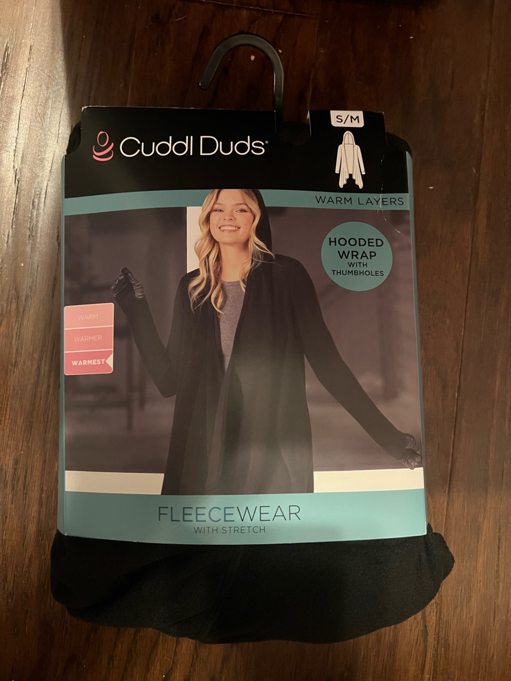 Cuddl Duds Fleecewear Hooded Wrap W/Thumbholes, Black, Size S/M, $54. OP